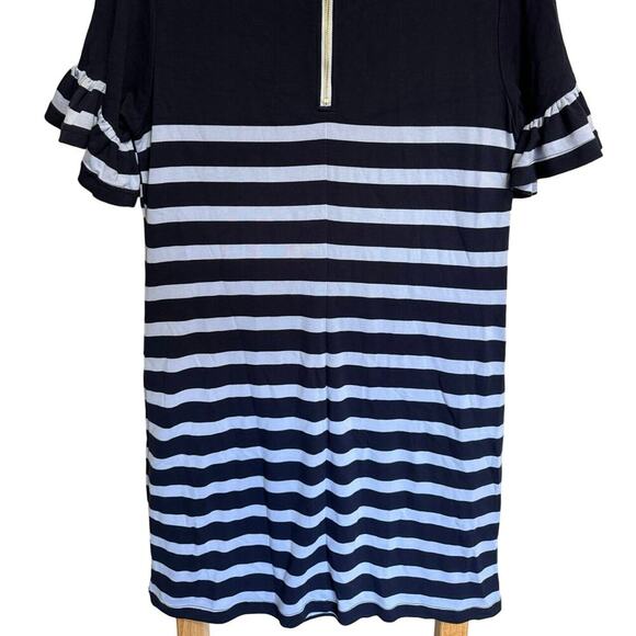 Sail To Sable NWOT Striped Tee Shirt Dress Ruffle Short Sleeve Blue Size Large - Picture 7 of 12